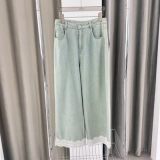 温碧霞代言IRENENA服装时尚百搭显瘦蕾丝蓝色阔腿牛仔裤