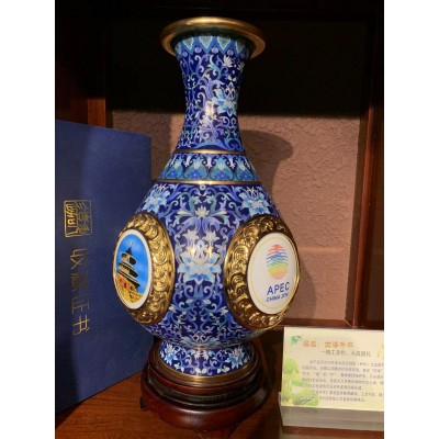 景泰蓝铜胎掐丝珐琅工艺品 纯手工制作 紫铜胎工艺高温烧制图5