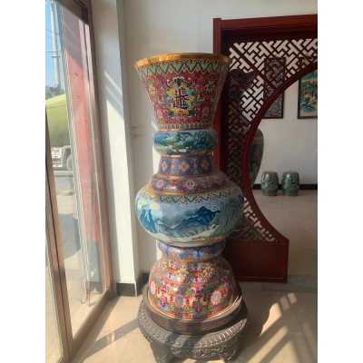 景泰蓝铜胎掐丝珐琅工艺品 纯手工制作 紫铜胎工艺高温烧制