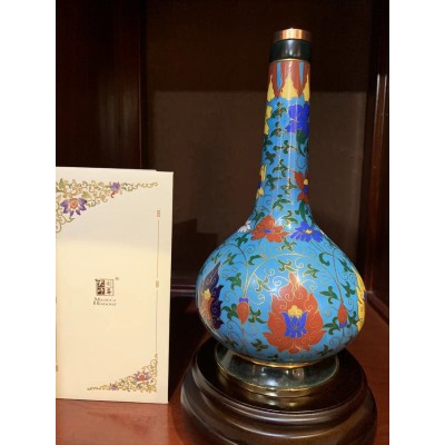 景泰蓝铜胎掐丝珐琅工艺品 纯手工制作 紫铜胎工艺高温烧制图5